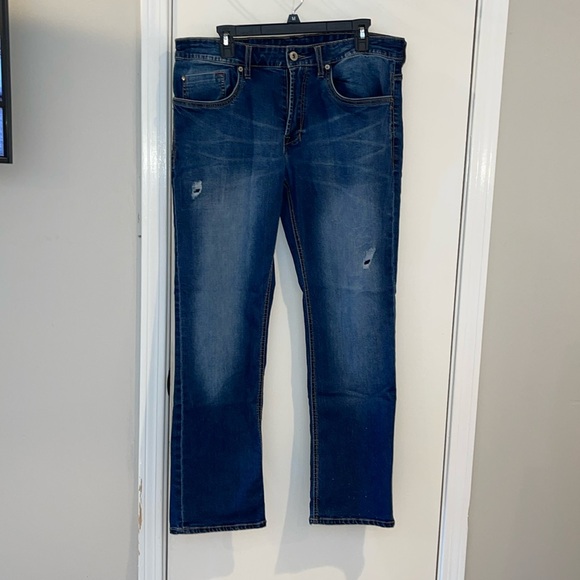 Men's Buffalo David Bitton Light Distressed Denim Jeans Size 34 by 30 - Picture 1 of 5